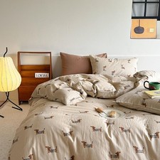 Duvet Cover Set King Size Brown Dachshund Bedding Set Girls Boys