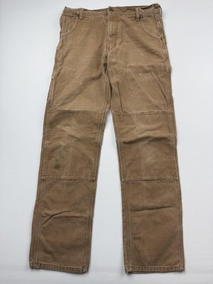 Key Pants Mens 32x36 Brown Carpenter Relaxed Fit Canvas Workwear Double Knee