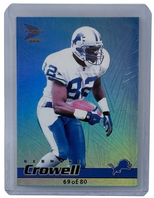 #ad Germane Crowell 1999 Pacific Prisms Football 80 Holographic Blue Card Lions #50 $9.99