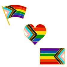 LGBTQ Pride Rainbow Progress Color Pin Set of 3 Brooches Badges for Sale