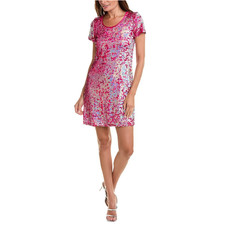 Isaac Mizrahi NY Womens Pink Sequins Cocktail Dress Short Sleeve Size Small NWT
