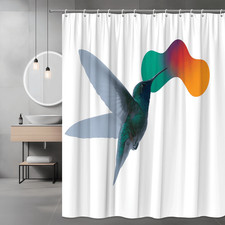 Hummingbird Shower Curtain Colorful Bird Graphic