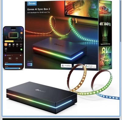 Govee HDMI 2.1 AI Sync Box with RGBIC LED Backlight for 55-65 Inch TVs