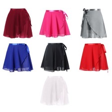 Women Asymmetric Dance Skirts Chiffon Ballet Wrap Skirt Skate Over Scarf Skirts