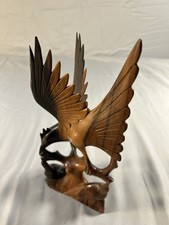 Hand Carved Wooden Bird Sculpture Birds in Flight Wood Art Decor