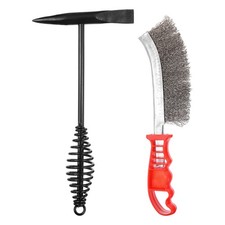 2pcs Welding Hammer with Coil Spring Handle 9.8" Welding Steel Wire Brush