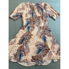 Abstract Floral Print Midi Dress Puff Sleeve Boho Chic Festival