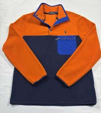 Polo Ralph Lauren Sweater Mens S Fleece Pullover Colorblock 1/4 Quarter Snap