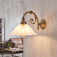 Wandleuchte Wohnzimmer Blendarm Berliner Messing Glas Zugschalter E27 Wandlampe
