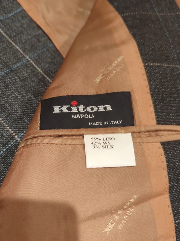 Kiton Blazer Plaid Sport Coat Jacket Italy Made Lino/Ws/Silk Pictured Measurment - Image 2 of 4