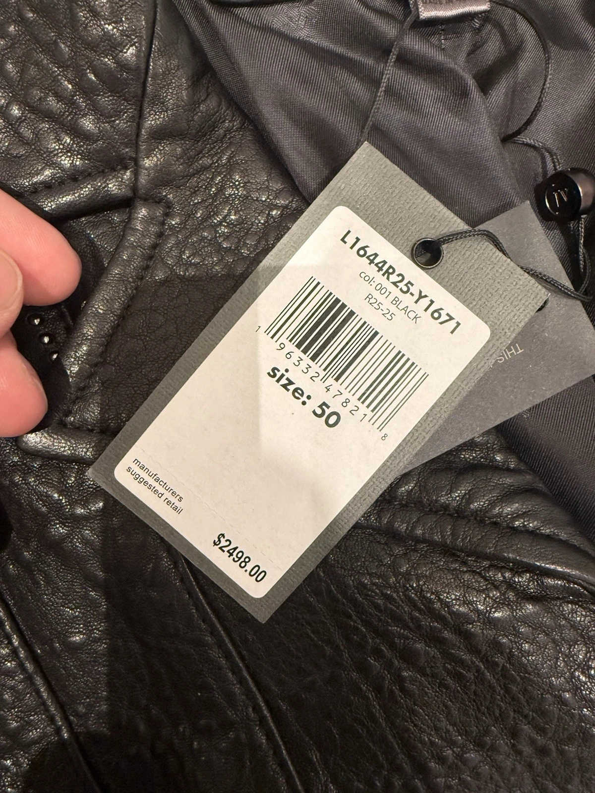 John Varvatos Men's Leather Jacket Size 50 Beaded Black - product detail image 6