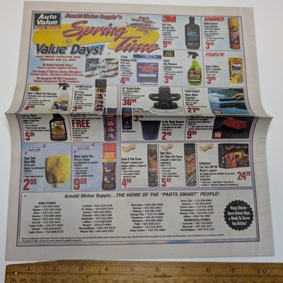 2003 Arnold Motor Supply Spring Value Days Newspaper Ad Iowa Auto Parts Store