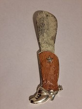 Vintage Silver and Leather Cowboy Boot Shoe Horn