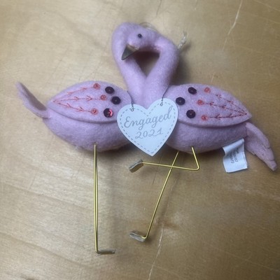 Flamingo Love Birds Engaged 2021 Felt Christmas Ornament