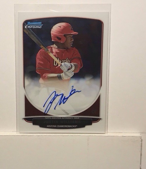 JUSTIN WILLIAMS 2013 BOWMAN CHROME PROSPECTS AUTO CARDINALS DIAMONDBACKS K