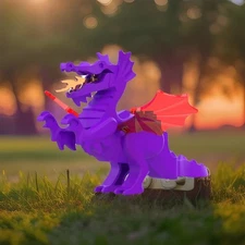 Lego Classic Purple Dragon Figure w Red Wings, 6056 6076 6082 6087 Vintage Knigh