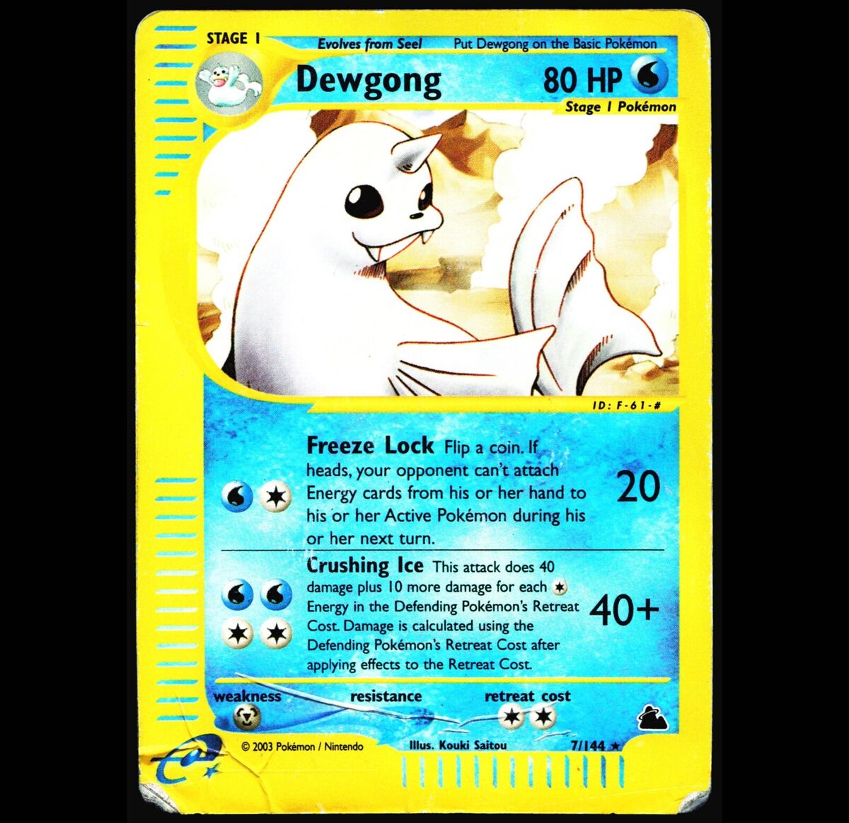 RAW - Dewgong Reverse Holo #7/144 2003 Skyridge Pokemon Card RAW - Dewgong Reverse Holo #7/144 2003 Skyridge Pokemon Card