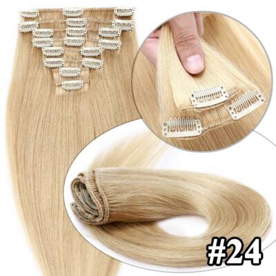 Clip in Extensions Remy Echthaar Haarverlängerung Europäisch Haar 8 Haarteile