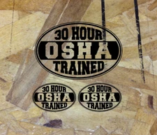 OSHA Hard Hat Stickers 30 Hour OSHA Trained Safety Helmet Decals Clear - 3 for 1