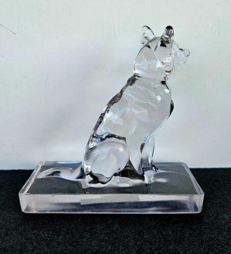 Vintage New Martinsville Glass Crystal Dog German Shepard Figurine 111 - Picture 4 of 6