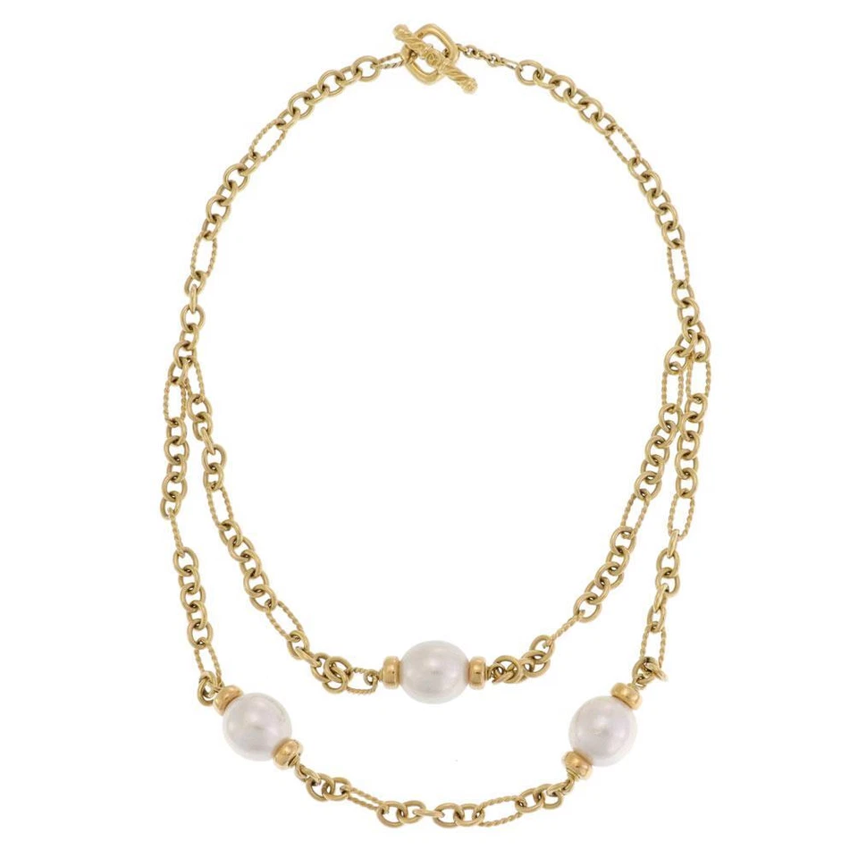 Collar David Yurman Perlas Madison Oro Amarillo 18k Doble Cadena Foto 2 de 4