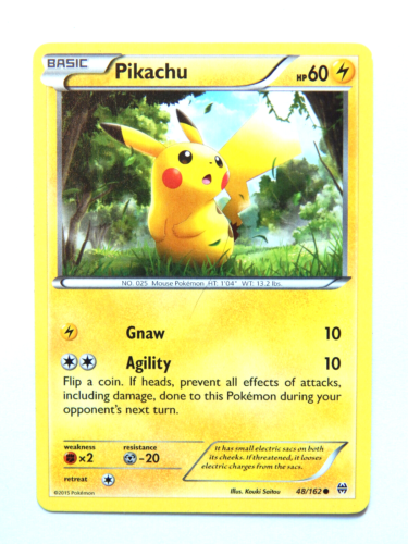 Pikachu 48/162 (NM, Pokemon Card, XY BREAKthrough, 2015, Lightning, Common) - Picture 1 of 2