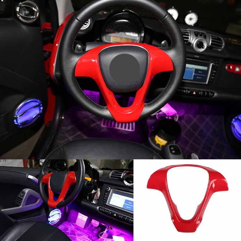For Benz Smart Fortwo Cover Trim Car Steering Wheel Moulding Bright Red 09-2015