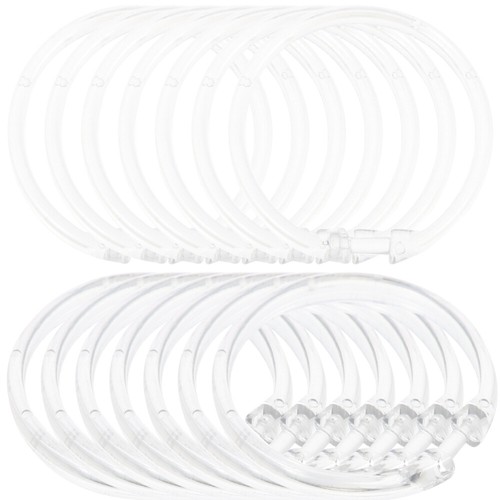 Set of 4 Shower Curtain Rings Plastic Clear Hook Metal Rod Hanger Hooks
