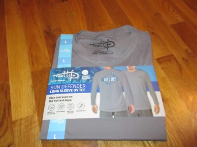 NIP Men's Reel Life Gray Sun Defender Long Sleeve UV T-Shirt Size L