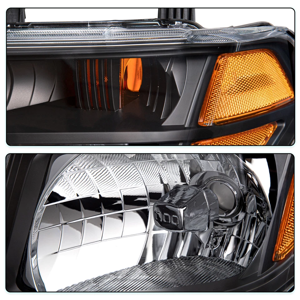 For 2005-2008 Nissan Frontier 2005-07 Pathfinder Black Halogen Headlights Lamps - Image 4 of 4