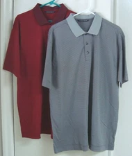 NWOT Lot of 2 Large Cutter & Buck 70/2"s Performance Carson Mini Stripe Polo
