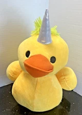 Fun Express Plush Unicorn Yellow Duck Green Mohawk Hair 10"
