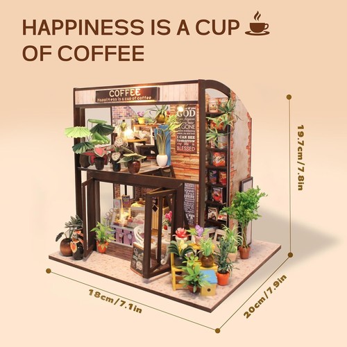 DIY Miniature Dollhouse Kit - Romantic Coffee Room Gift for Valentine's Day - Picture 4 of 10