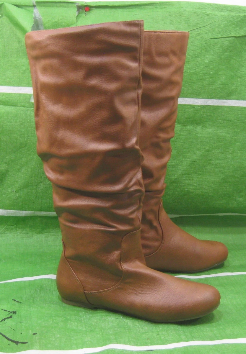 Ladies tan flat clearance boots