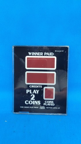 IGT Slot Machine S+ Slant Top Black Credit Meter Glass PLAY 2 COINS - Picture 1 of 4