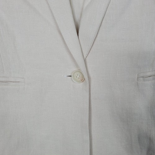 Giacca blazer Joie donna taglia 10 beige lino un bottone - Foto 4 di 11