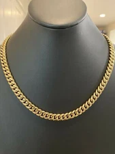 Real Miami Cuban Link Chain 14k Gold Plated Stainless Mens Necklace Choker 8mm