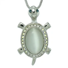 w Swarovski Crystal 3D TURTLE Glass Pendant Necklace Jewelry Gift