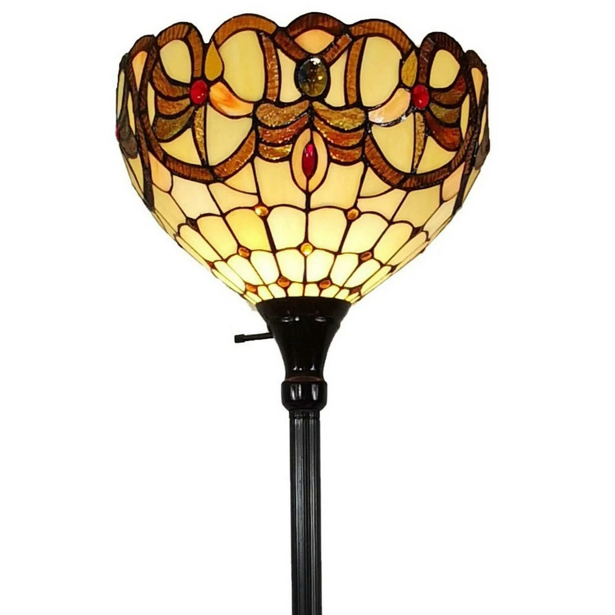 Tiffany Style Floor Lamp Torchiere Standing 72in Tall Stained