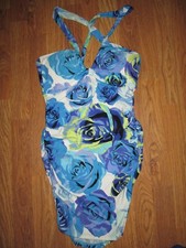 Womens JANTZEN one piece swim dress bathing suit swimsuit w/ padded bra sz 8