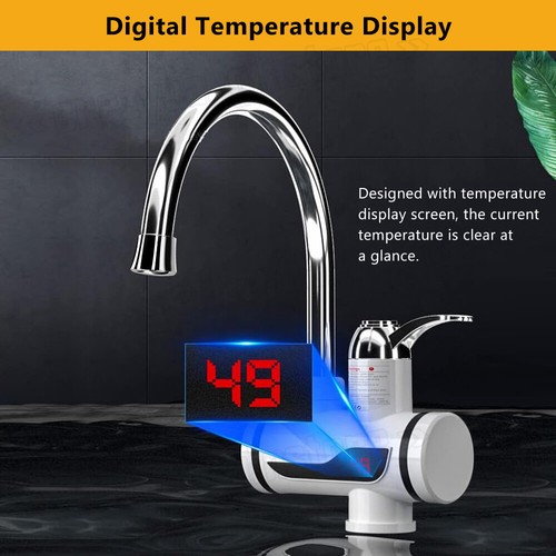 360° Electric Instant Hot Water Heater LED Faucet Tap Bathroom Kitchen Fast Heat - Picture 5 of 12