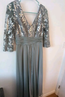Adrianna Papell Sage Green Lace Sequin Mother Of The Bride Dress Prom Ball  Siz 6 | eBay