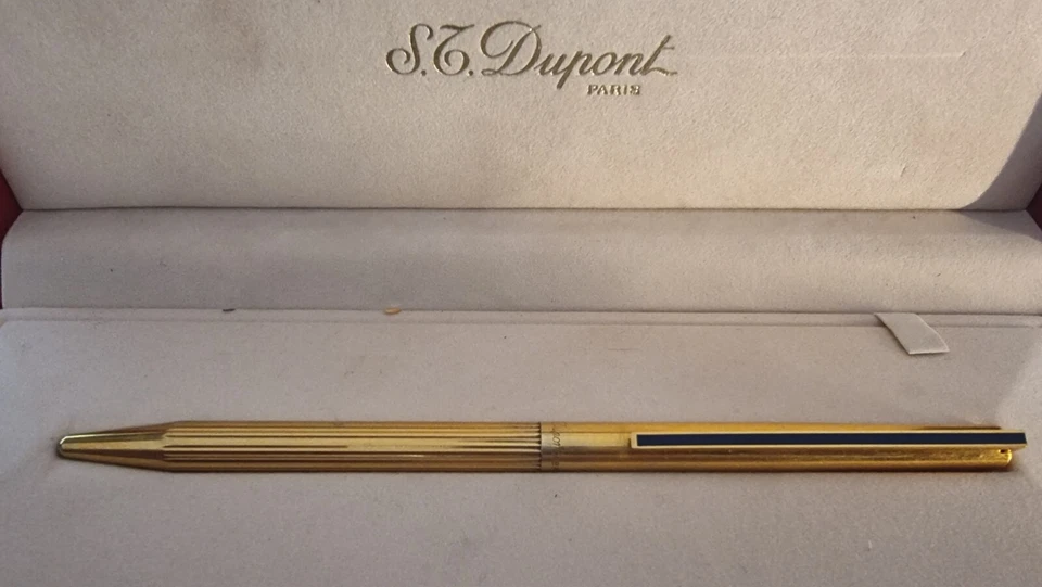 Sterling Silver 925 S.T Dupont Paris Gold Plated Chinese Laquer Ballpoint Pen. - Image 2 of 4