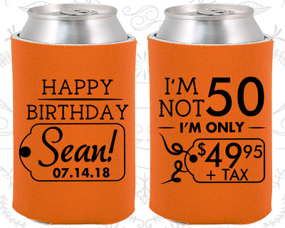 custom 50th birthday koozies