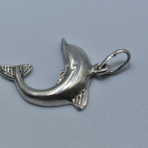 VTG Sterling Silver 925 Dolphin Charm Beach Coastal Nautical 1" Pendant 2 Grams - Picture 8 of 12