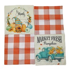 Set Of 4 Fall Pillow Covers 18x18 Inches Fall Autumn Pumkins Decoration. I9