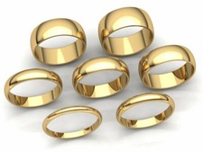 Domed Plain Band Ring Mens Womens 2mm 3mm 4mm 5mm 6mm 7mm 8mm Solid 10k Gold