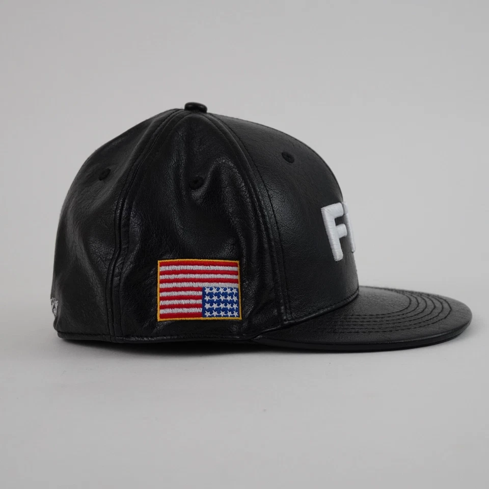 FTP Leather Logo Fitted Hat Size 7 Black Rare Streetwear Cap USA - Image 3 of 4