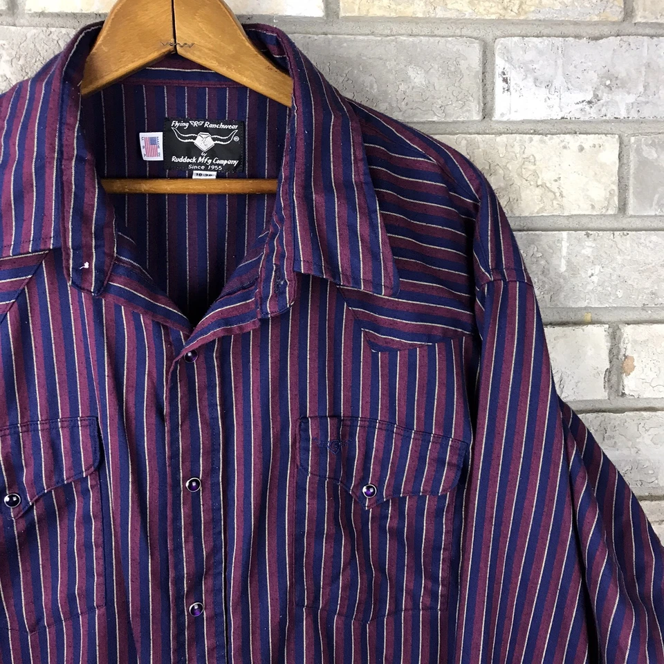 Мужская рубашка с длинным рукавом Flying R Ranchwear Ruddock Mfg Co. 18–36 Pearl Snap - Изображение 2 из 4