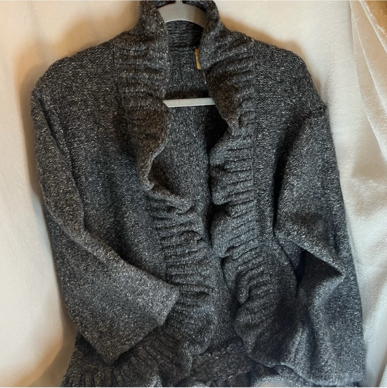 Ruby Rd. Cropped Gray comfy  Ruffled Boho Sweater… - image 2